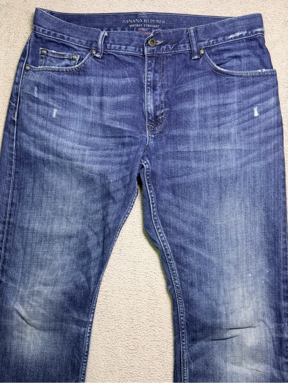 Banana Republic Vintage Straight Jeans Mens 34x30 Medium Wash Denim Whisker Fade
